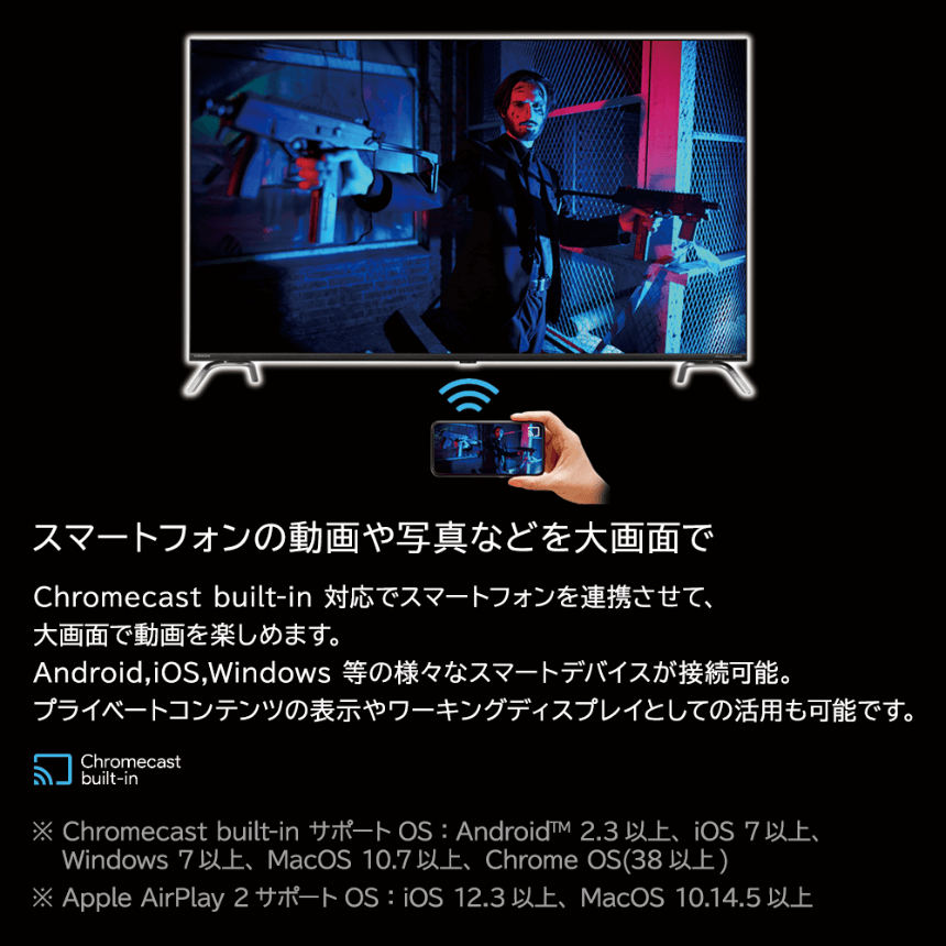 スマートフォンの動画や写真などを大画面で