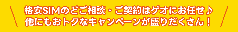 格安SIMのご相談・ご契約はゲオにおまかせ！他にもおトクはキャンペーンが盛りだくさん！